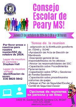 Por favor únase a nosotras para nuestra reunión SSC de octubre de 2024.